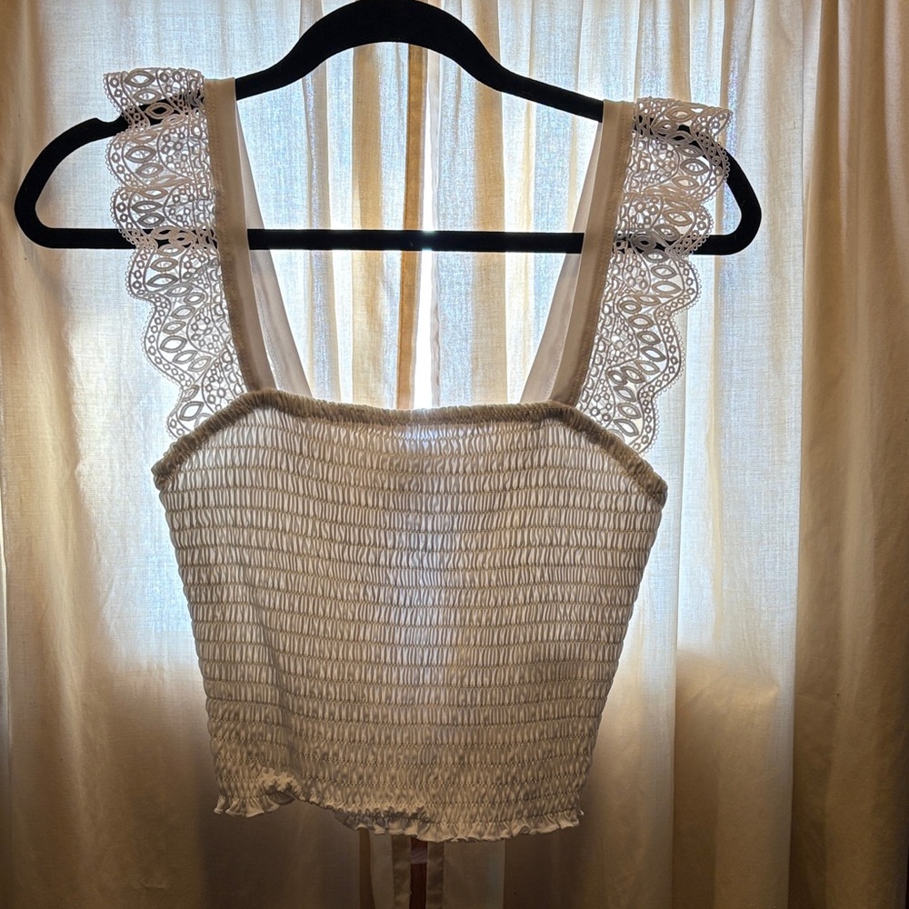Express White Smocked Top